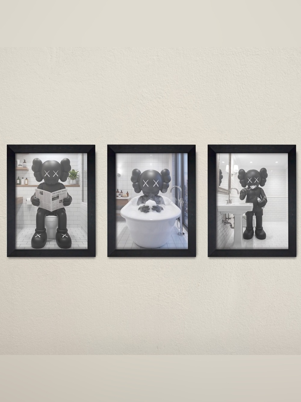 KAWS Framed Bathroom Wall Art